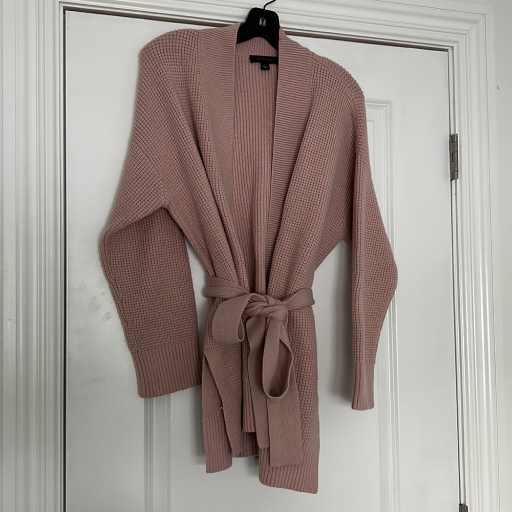 ANN TAYLOR PINK CARDIGAN WITH BELT